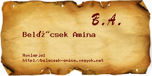 Belácsek Amina névjegykártya